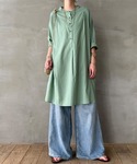 ワンピース リネンレーヨンボタンサックワンピの詳細画像5