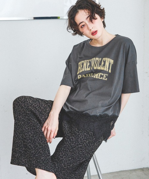 niko and…（ニコアンド） tシャツ 裾レースプリントアソートTシャツ