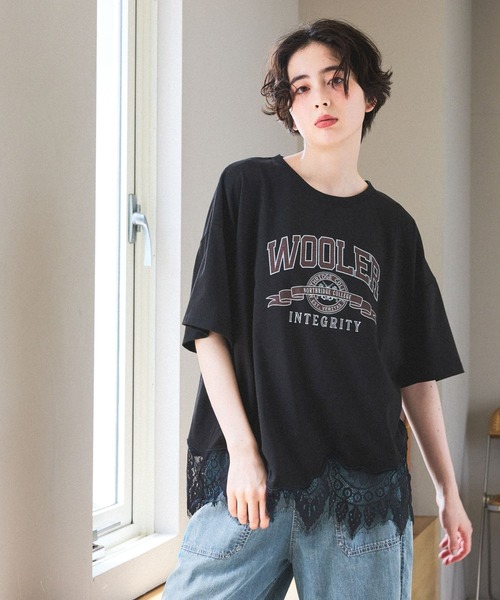 niko and…（ニコアンド） tシャツ 半袖 裾レースプリントアソートT