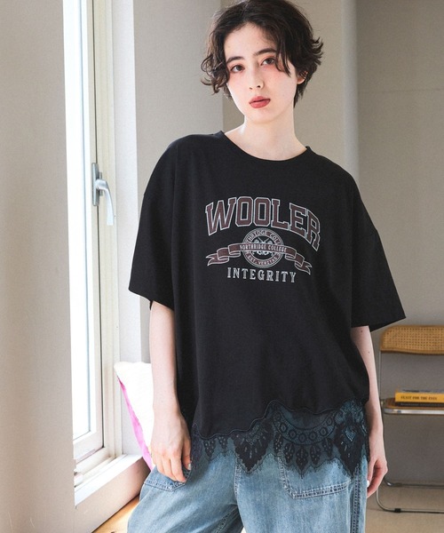 niko and…（ニコアンド） tシャツ 裾レースプリントアソートTシャツ