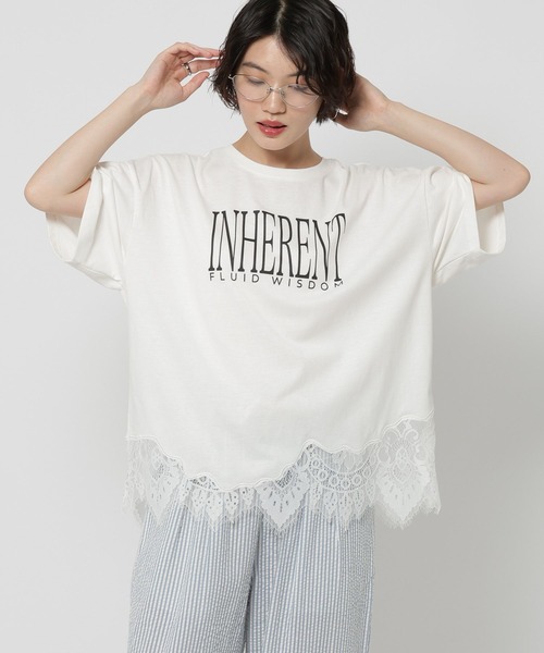 niko and…（ニコアンド） tシャツ 裾レースプリントアソートTシャツ