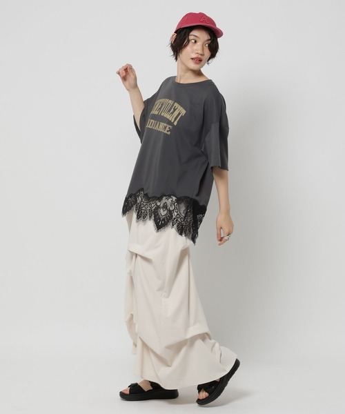 niko and…（ニコアンド） tシャツ 裾レースプリントアソートTシャツ 