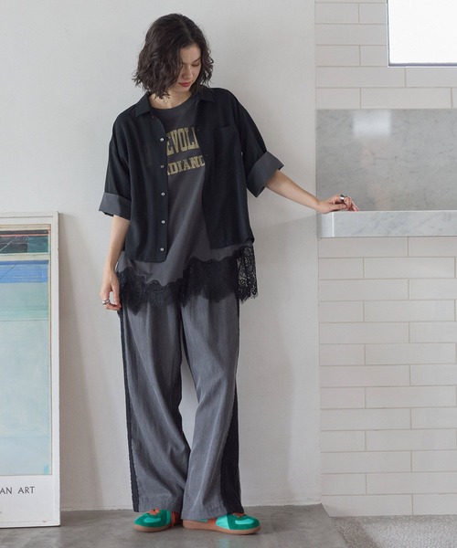 niko and…（ニコアンド） tシャツ 裾レースプリントアソートTシャツ