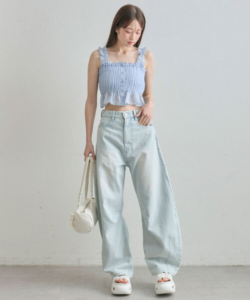 「OLIVE des OLIVE」 デニムパンツ SMALL サックスブルー レディース_画像9