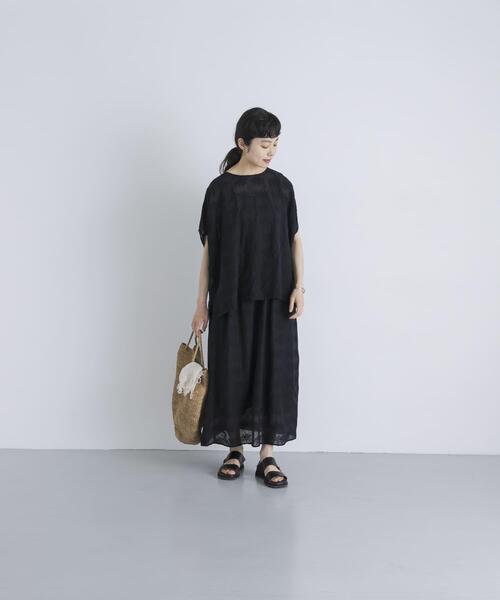 かぐれ ブラウス シャツ 半袖 コットンガーゼ刺繍2WAYブラウス