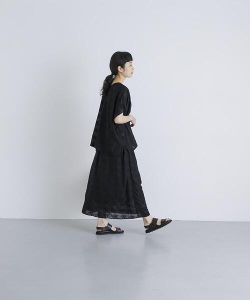 かぐれ ブラウス シャツ 半袖 コットンガーゼ刺繍2WAYブラウス