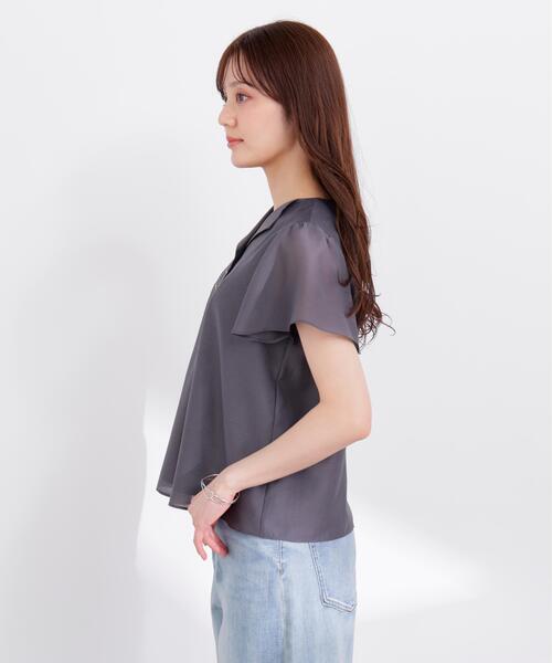 「PROPORTION BODY DRESSING」 半袖ブラウス SMALL ダークグレー レディース_画像9