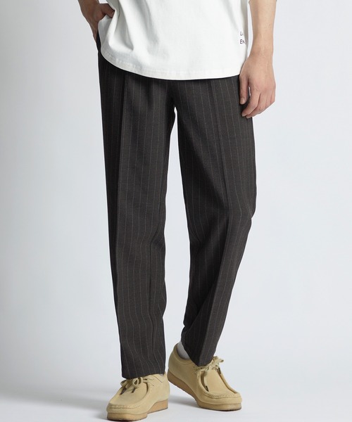 LANVIN スラックス LANVIN en Bleu スラックス ストライプ 2タック イージースラックス