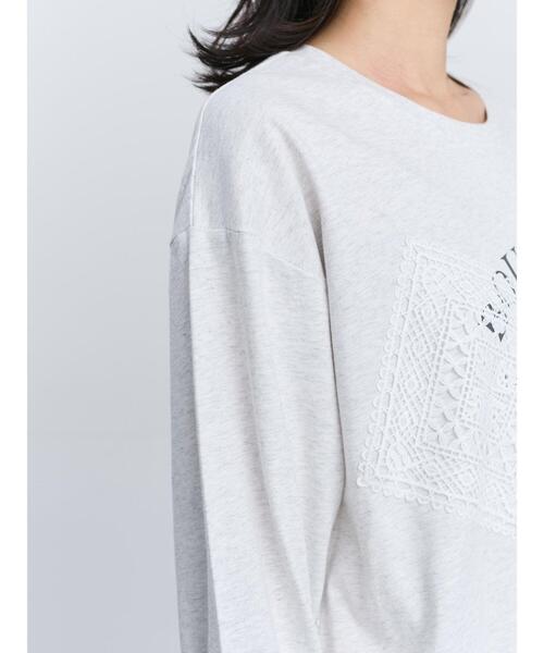 Samansa Mos2（サマンサモスモス） tシャツ レース付きロゴプリント
