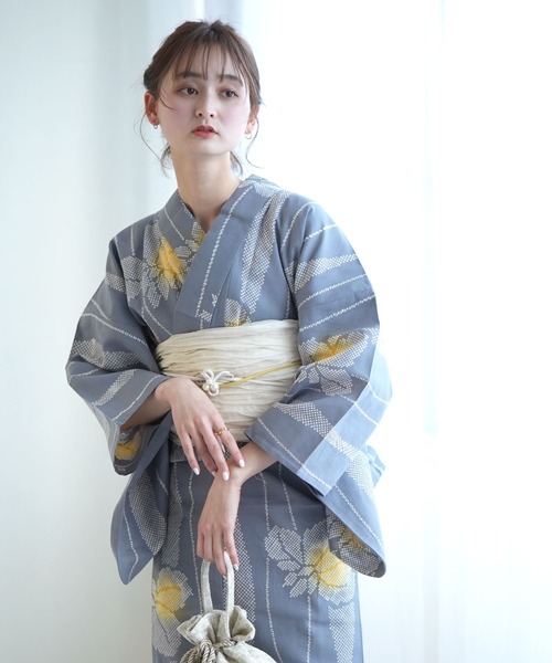 夏着物　注染浴衣　半幅帯　帯留　帯締め　セット　身幅ゆったりめ SOUBIEN 浴衣 セット レディース 大人 兵児帯 夏 2点セット 浴衣