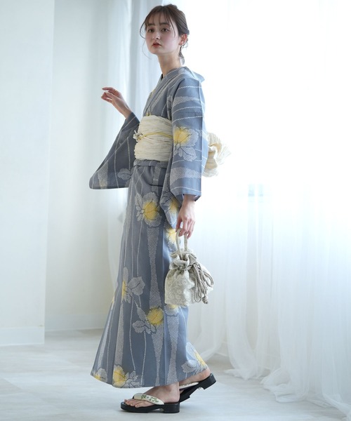 utatane 浴衣 手染め注染浴衣3点セット utatane×注染工房 グレー
