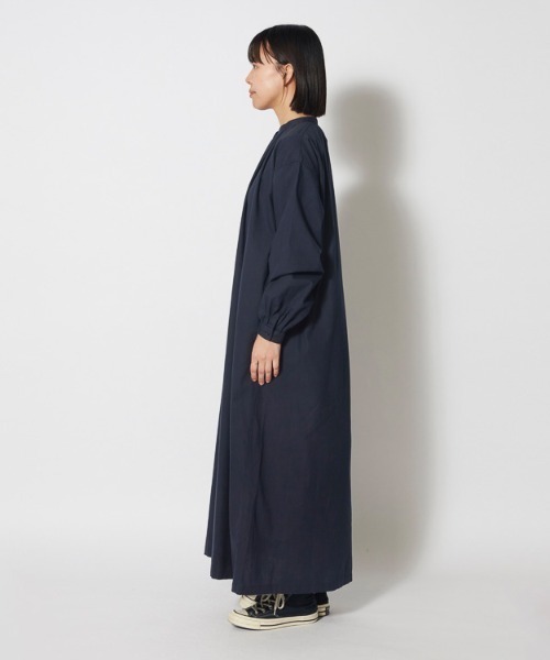 新品タグ付 コーデュロイ ノーカラー シャツワンピース スノーピーク ロング 紺 snow peak（スノーピーク） シャツワンピース OG Cotton Poplin Shirt