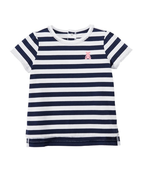 tシャツ シルエットベア半袖ボーダーTシャツ キッズ 子供服 男の子 女の子の画像