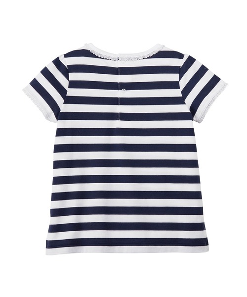 tシャツ シルエットベア半袖ボーダーTシャツ キッズ 子供服 男の子 女の子の画像
