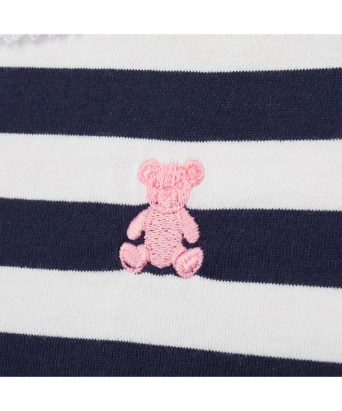 tシャツ シルエットベア半袖ボーダーTシャツ キッズ 子供服 男の子 女の子の画像