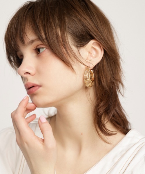 SLY ピアス CLEAR GLITTER HOOP P/EARRING クリア グリッター フープ 