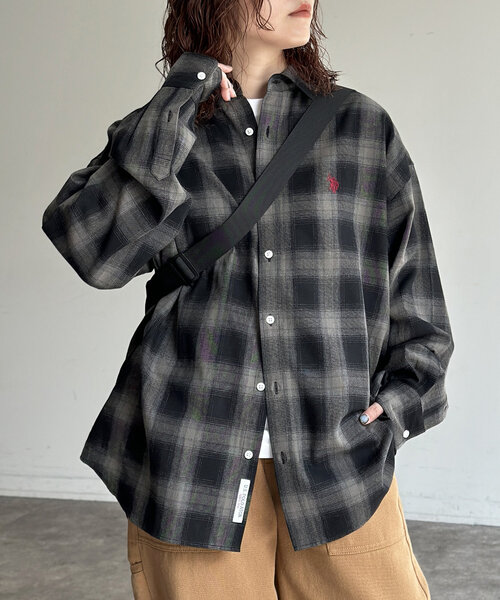 ブラウス シャツ 「U.S. POLO ASSN.」1ポイント刺繍長袖シャツ レディース メンズ U.S. POLO ASSN. ブラウス シャツ 「U.S. ASSN.」1ポイント刺繍