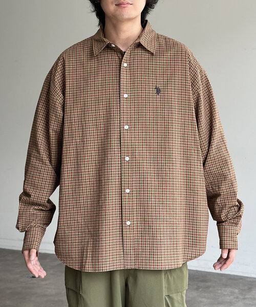 ブラウス シャツ 「U.S. POLO ASSN.」1ポイント刺繍長袖シャツ レディース メンズ U.S. POLO ASSN. ブラウス シャツ 「U.S. ASSN.」1ポイント刺繍