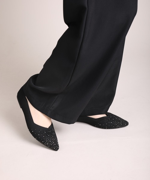 shoes365 パンプス 「shoes365」ラインストーン装飾編み込み