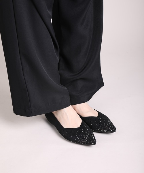shoes365 パンプス 「shoes365」ラインストーン装飾編み込み
