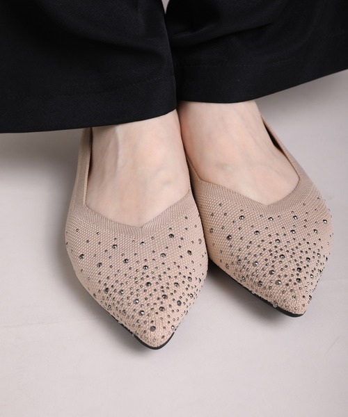 shoes365 パンプス 「shoes365」ラインストーン装飾編み込み