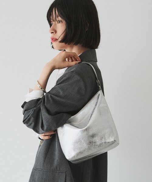 russet ソフトレザーシンプルショルダーバッグ　シルバー　2way russet（ラシット） ショルダーバッグ バッグ 「新色追加・シルバー