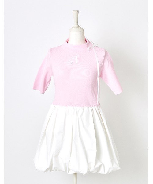 AVENCHUMU ワンピース Back ribbon knit balloon one piece : ZOZOTOWN