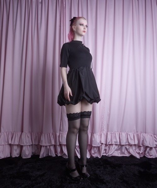 AVENCHUMU ワンピース Back ribbon knit balloon one piece : ZOZOTOWN