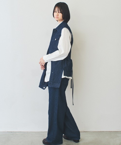 ベスト ジレ 「soduk」wave denim vest レディース : ZOZOTOWN Yahoo