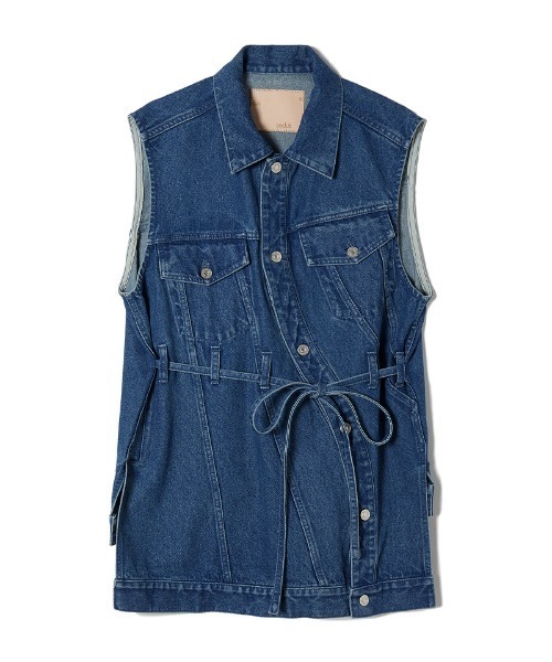 ベスト ジレ 「soduk」wave denim vest レディース : ZOZOTOWN Yahoo