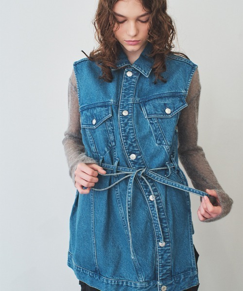 ベスト ジレ 「soduk」wave denim vest レディース : ZOZOTOWN Yahoo