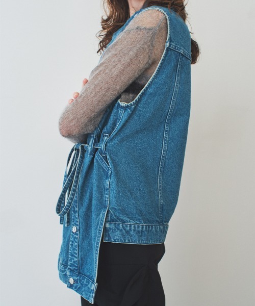 ベスト ジレ 「soduk」wave denim vest レディース : ZOZOTOWN Yahoo
