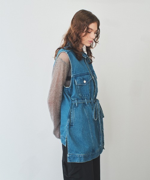 ベスト ジレ 「soduk」wave denim vest レディース : ZOZOTOWN Yahoo