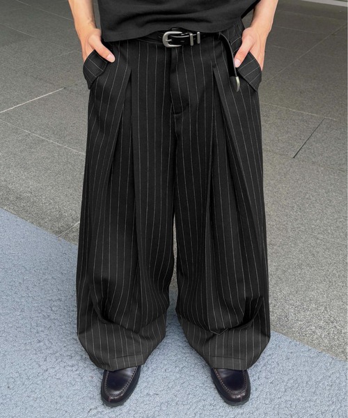 epnok スラックス 「EPNK」Vertical wide tuck slacks
