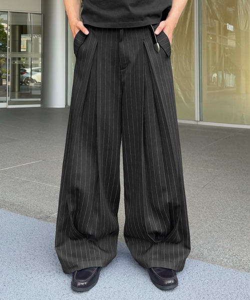 epnok スラックス 「EPNK」Vertical wide tuck slacks