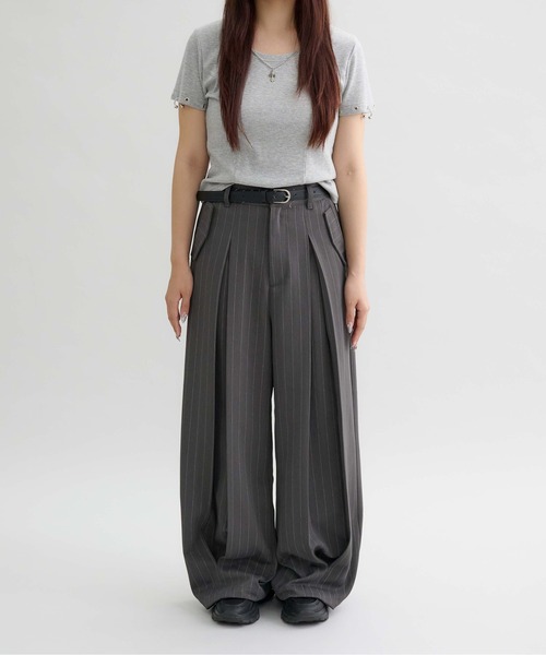 バーティカルワイドタックスラックス スラックス 「EPNK」Vertical wide tuck slacks / バーティカル