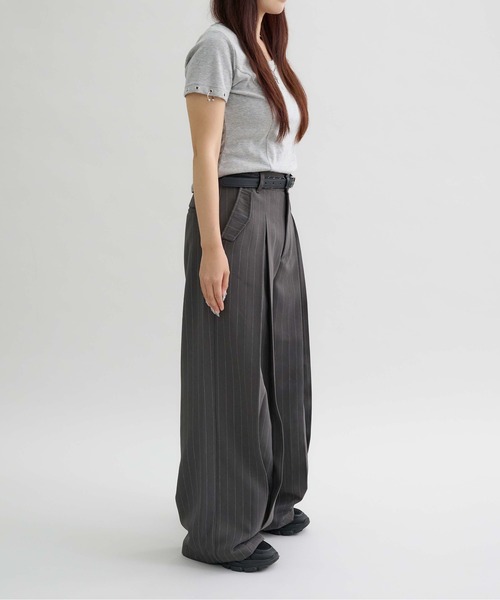 【EPNK】バーティカルワイドタックスラックス　S epnok スラックス 「EPNK」Vertical wide tuck slacks