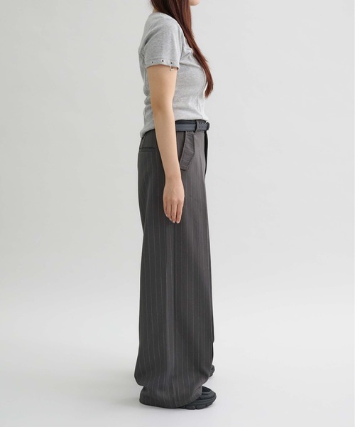 ワイドパンツ スラックス 「EPNK」Vertical wide tuck slacks