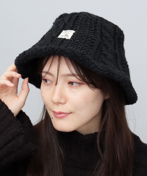 moz（モズ） 帽子 ハット ケーブル編み 裏ボ ニット バケットハット