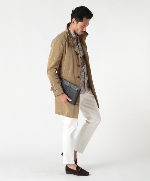 MEN'S BIGI クラッチバッグ クロコ風レザー横型マルチクラッチ