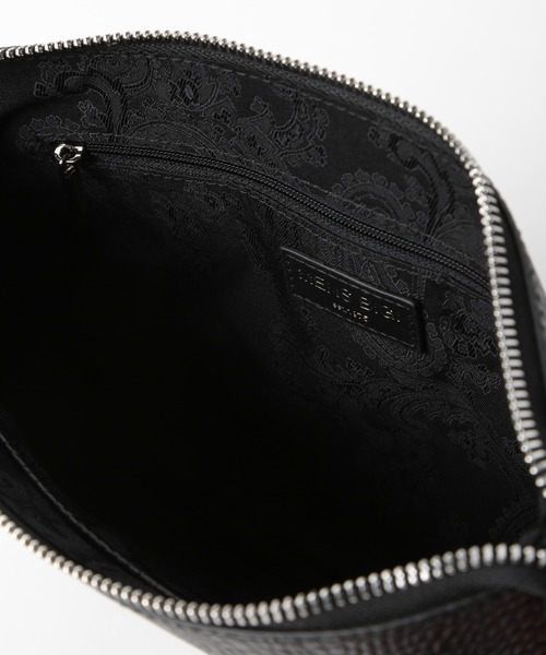 MEN'S BIGI クラッチバッグ クロコ風レザー横型マルチクラッチ