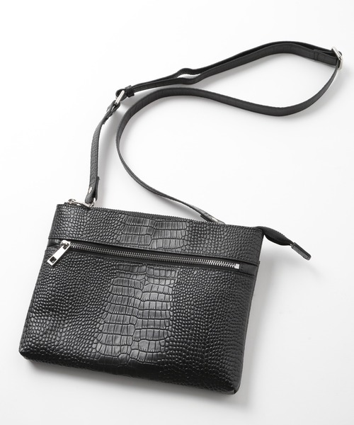MEN'S BIGI クラッチバッグ クロコ風レザー横型マルチクラッチ