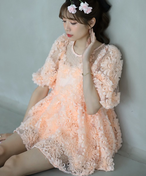 MERAKI（ファッション） ブラウス シャツ フラワードットシアー