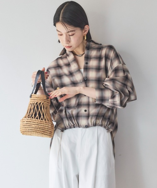 DOUX ARCHIVES ブラウス シャツ ドロストチェックシャツ
