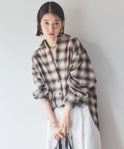 ブラウス シャツ ドロスドチェックシャツ レディース DOUX ARCHIVES ブラウス シャツ ドロストチェックシャツ