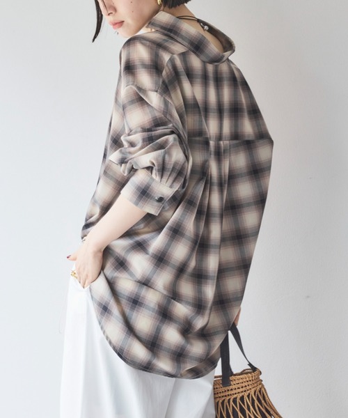 ブラウス シャツ ドロスドチェックシャツ レディース DOUX ARCHIVES ブラウス シャツ ドロストチェックシャツ