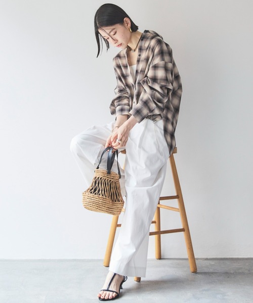 ブラウス シャツ ドロストチェックシャツ レディース DOUX ARCHIVES ブラウス シャツ ドロストチェックシャツ