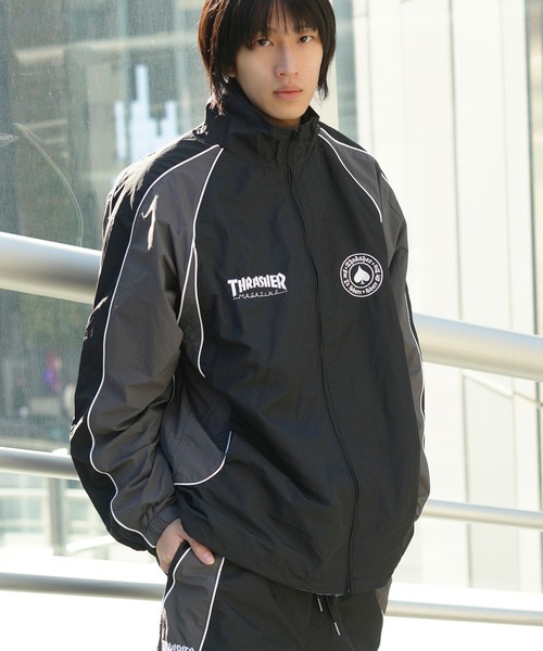 THRASHER ブラックナイロンジャケット THRASHER ナイロンジャケット NYLON TRACK JACKET/スラッシャー