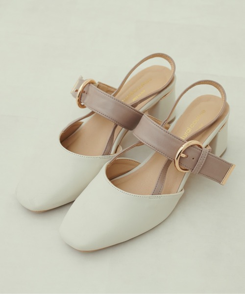サンダル・ミュール Belt Flat Ankle Strap Sandal natural couture サンダル ベルト付きスクエアミュールサンダル