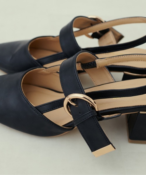 サンダル・ミュール Belt Flat Ankle Strap Sandal natural couture サンダル ベルト付きスクエアミュールサンダル